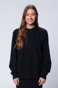 UNISEX BLACK JUMPER WITH MERINO WOOL with embroidery