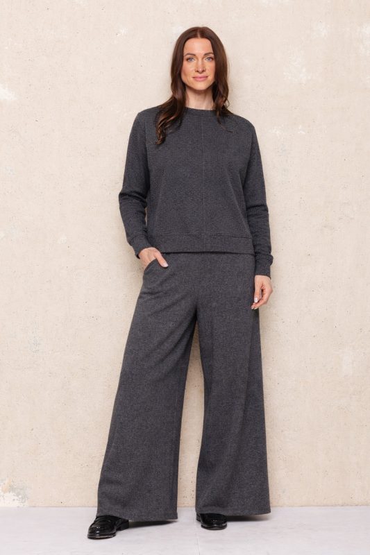 Moteriškos organinės medvilnės plačios kelnės